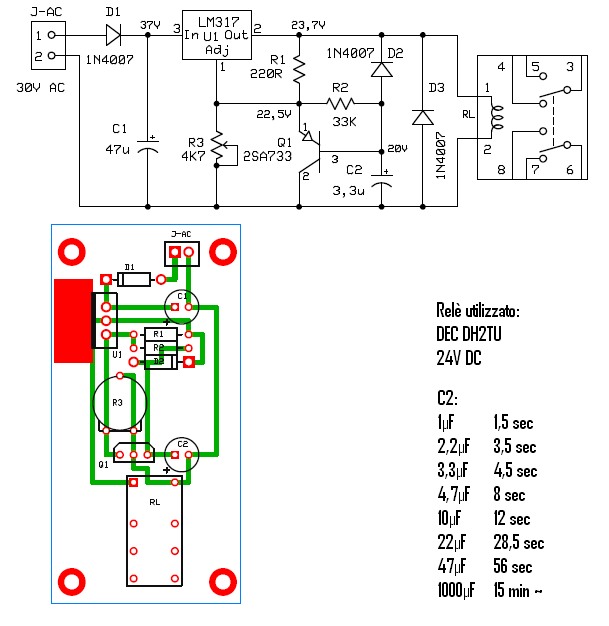 Schema rele ritardato